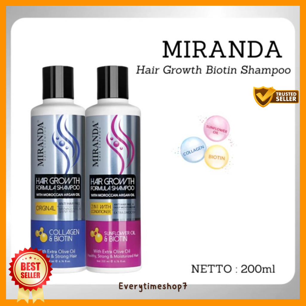 MIRANDA Shampoo Hair Growth with Moroccan Argan Oil 200ml - Miranda Shampoo Kuda