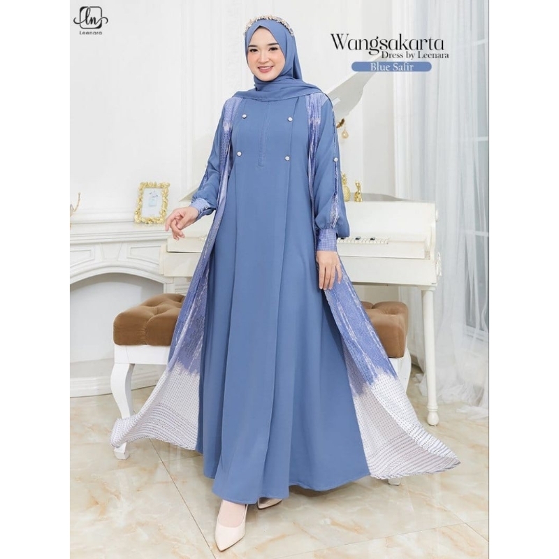 Leenara Gamis Dewasa Remaja Premium [Close❌] Dress Wangsakarta Design Outer Tempel Flowly Xs-3xl Har