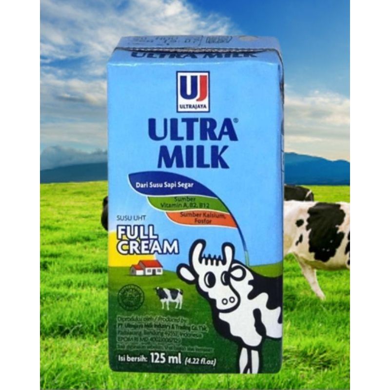 

Ultramilk putih UHT FULL CREAM 125ml perdus/setengah dus
