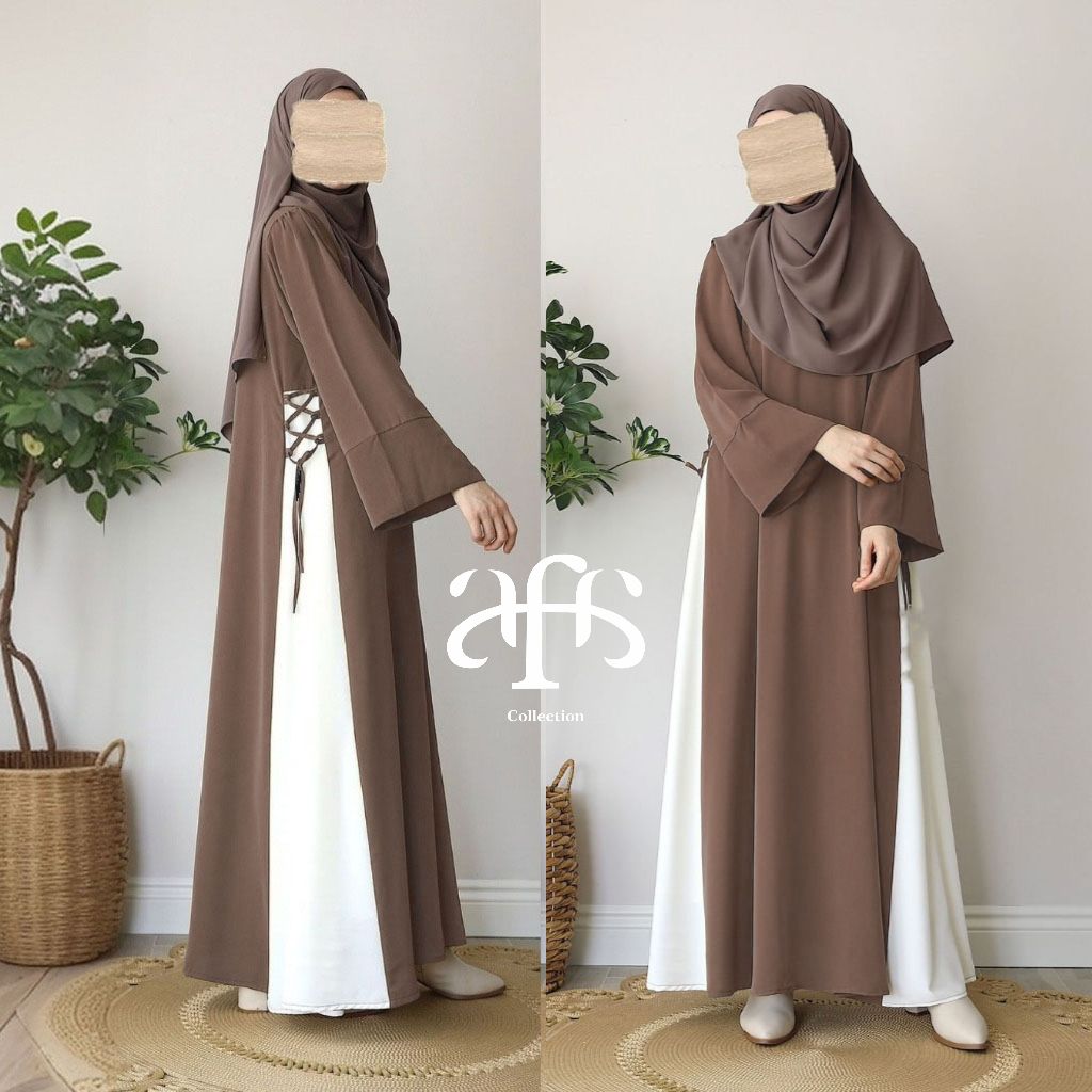 Gamis Natasya – Gamis Hitam Wanita Remaja OOTD Korean Style Tali Pinggang Elegan Kekinian