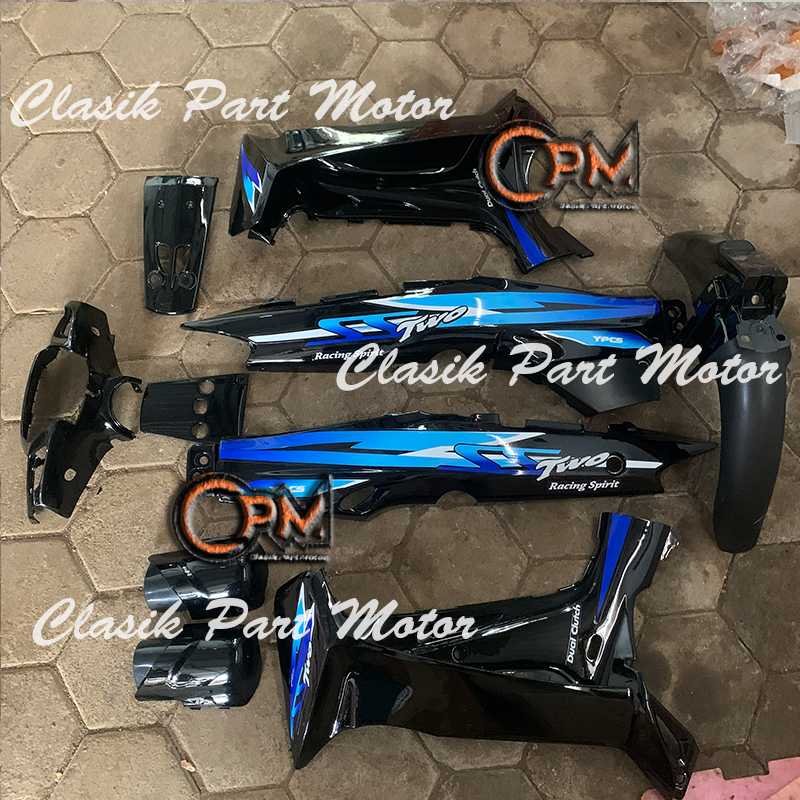 Fullset Body Halus Hitam Custom Ss two Stiker tanem
