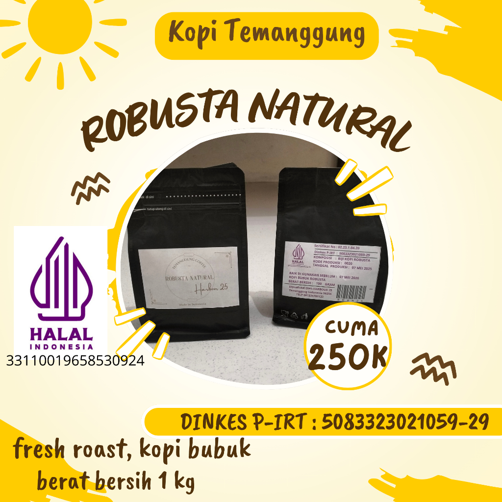 

Biji kopi temanggung 100 % robusta natural petik merah sortasi