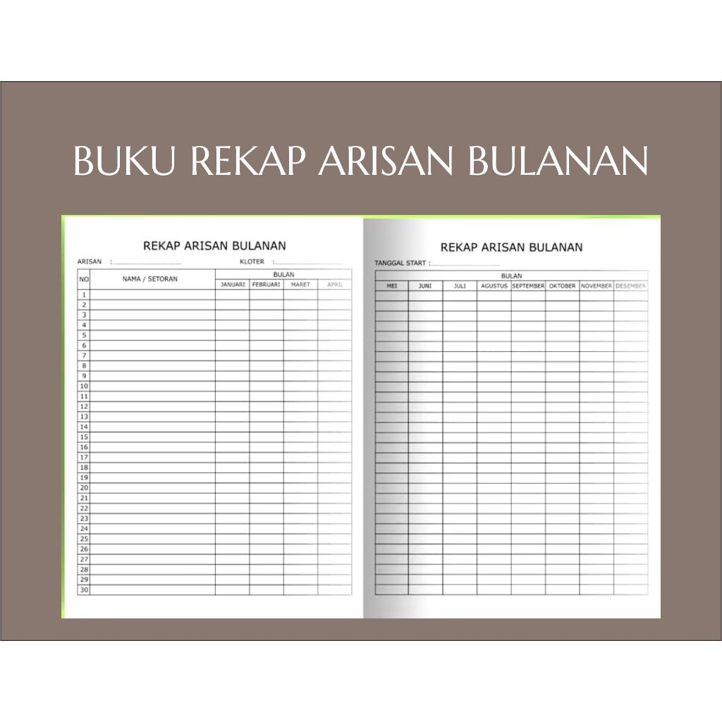 Buku Rekap Arisan Bulanan | Rekap Tabungan CUSTOM