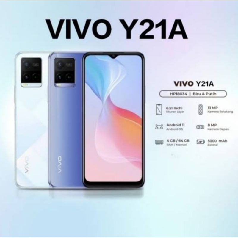 HP VIVO Y21A 4/64 GB - VIVO Y 21 A RAM 4GB ROM 64GB GARANSI RESMI VIVO