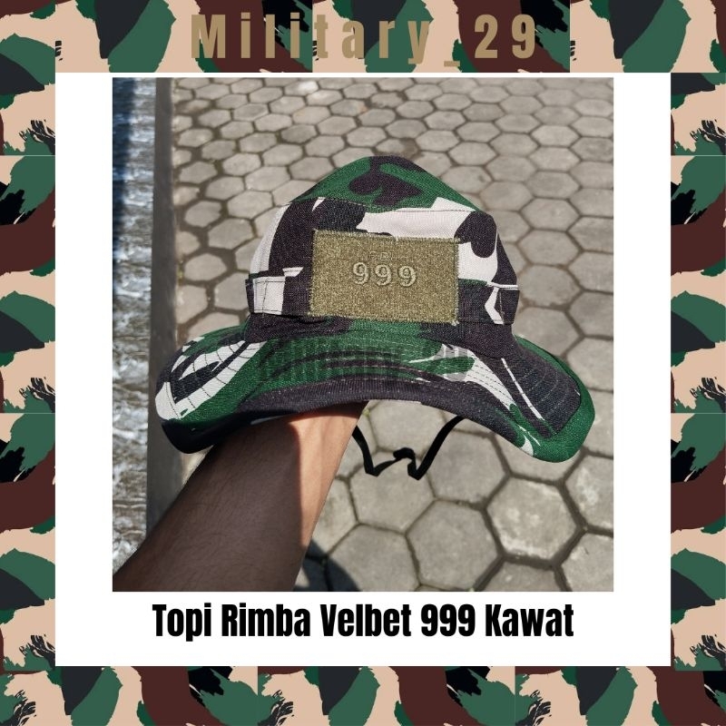 Topi Rimba Velbet 999/TNI AD/ Topi Rimba Kawat/Warna Gelap