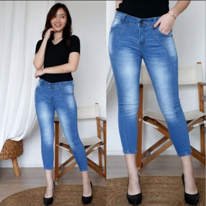 jeans 7/9 Ripeed celana jeans wanita
