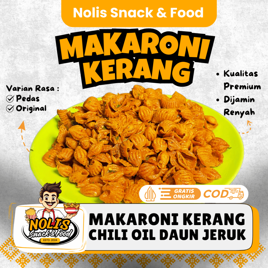 

Makaroni Kerang Special Chili Oil Pedas Daun Jeruk [NOLIS SNACK & FOOD] Makaroni KeongMakaroniSpiral