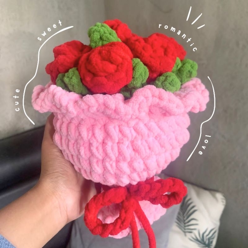 Buket Bunga Rajut / Bouquet Crochet / Boneka Bunga Buket Rajut
