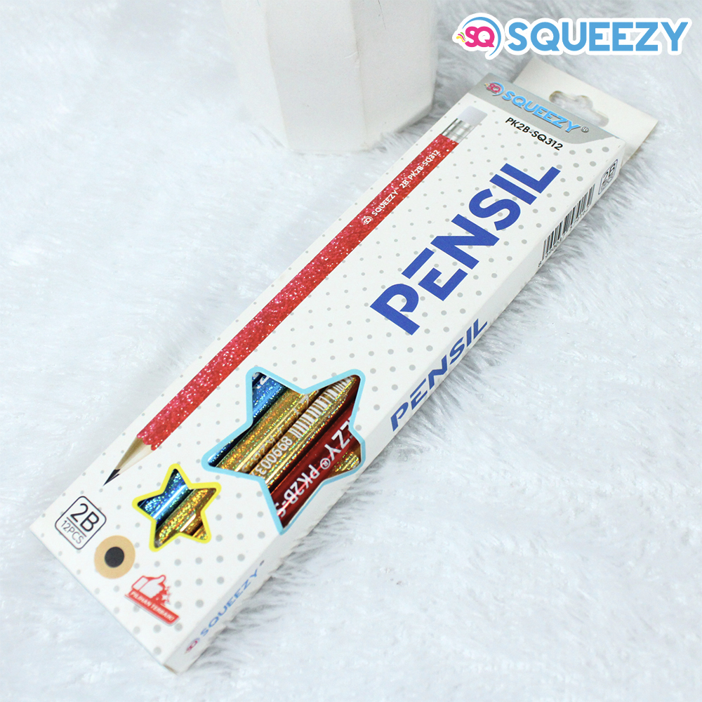 

1 LSN / 12 Pcs Pensil Squeezy PK2B-SQ312 Sparkling Star + Eraser