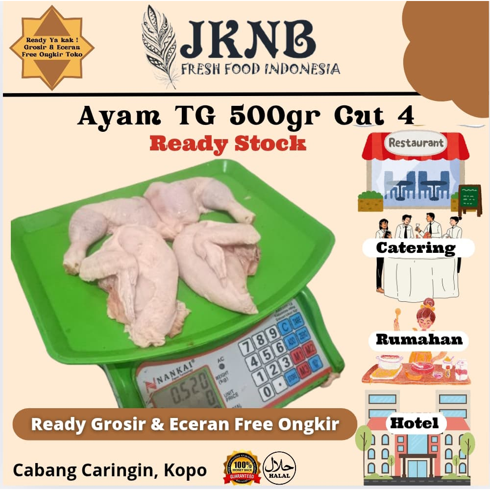 

Ayam TG 500 Gr Potong 4 Bagian I Ayam Bakar I JKNB Fresh Food