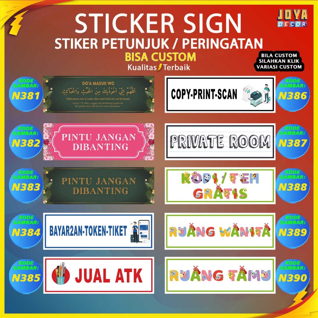 

Sticker Stiker Petunjuk Warning Pengumuman pintu jangan di banting private room pesan bayar disini awas kaca N381