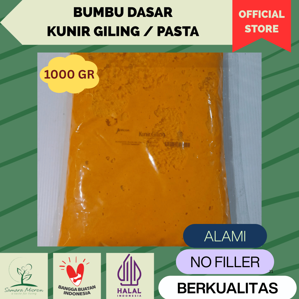 

Bumbu Dasar Samara Micron - Kunir Giling Basah / Kunyit Giling - Kunir Pasta - 1000 Gram