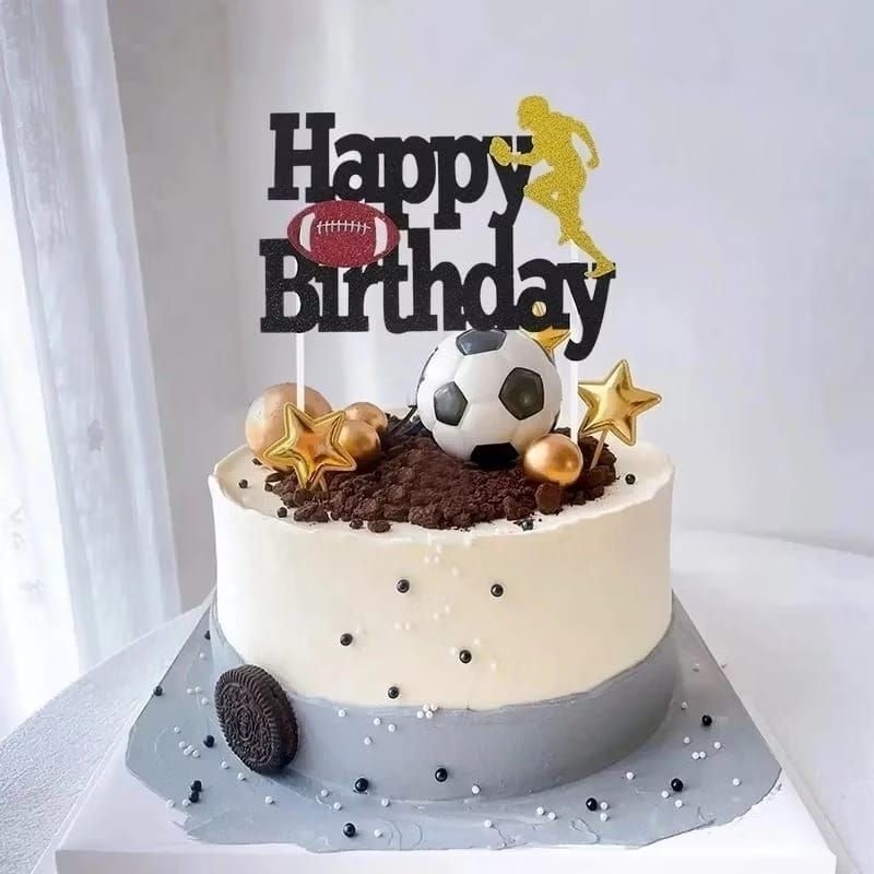 {BS} PAJANGAN KUE ULANG TAHUN BOLA SEPAK & BOLA BASKET MINI  BERBUNYI / HIASAN TOPPER KUE  BOLA BASK