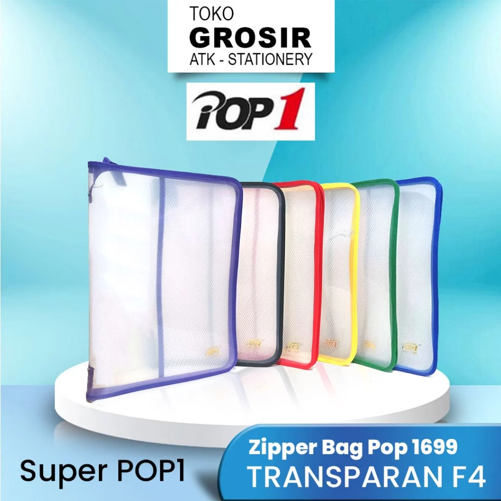 

(LIVE) ZIPPER BAG POP 1699 TRANSPARAN F4 / MAP PLASTIK RESLETING TRANSPARAN