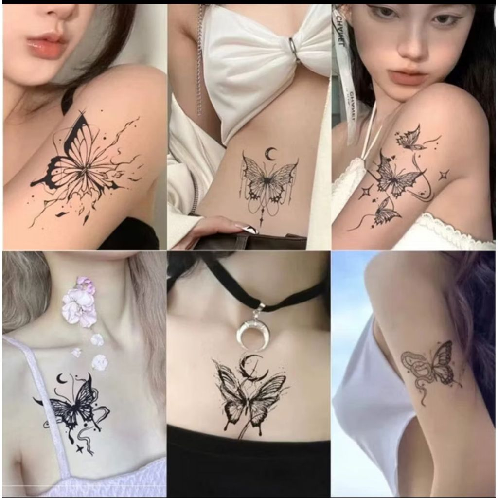 rcsbeauty ✅ stiker tato kupu kupu tato badan temporary tattoo sticker