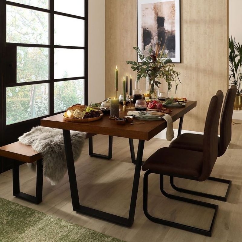 meja makan kayu mahoni