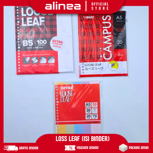 

Loose Life Isian Binder A5 B5 Loose Leaf Garis 50 100 Lembar 20 dan 26 lubang Jarak Garis 6mm Warna Mix