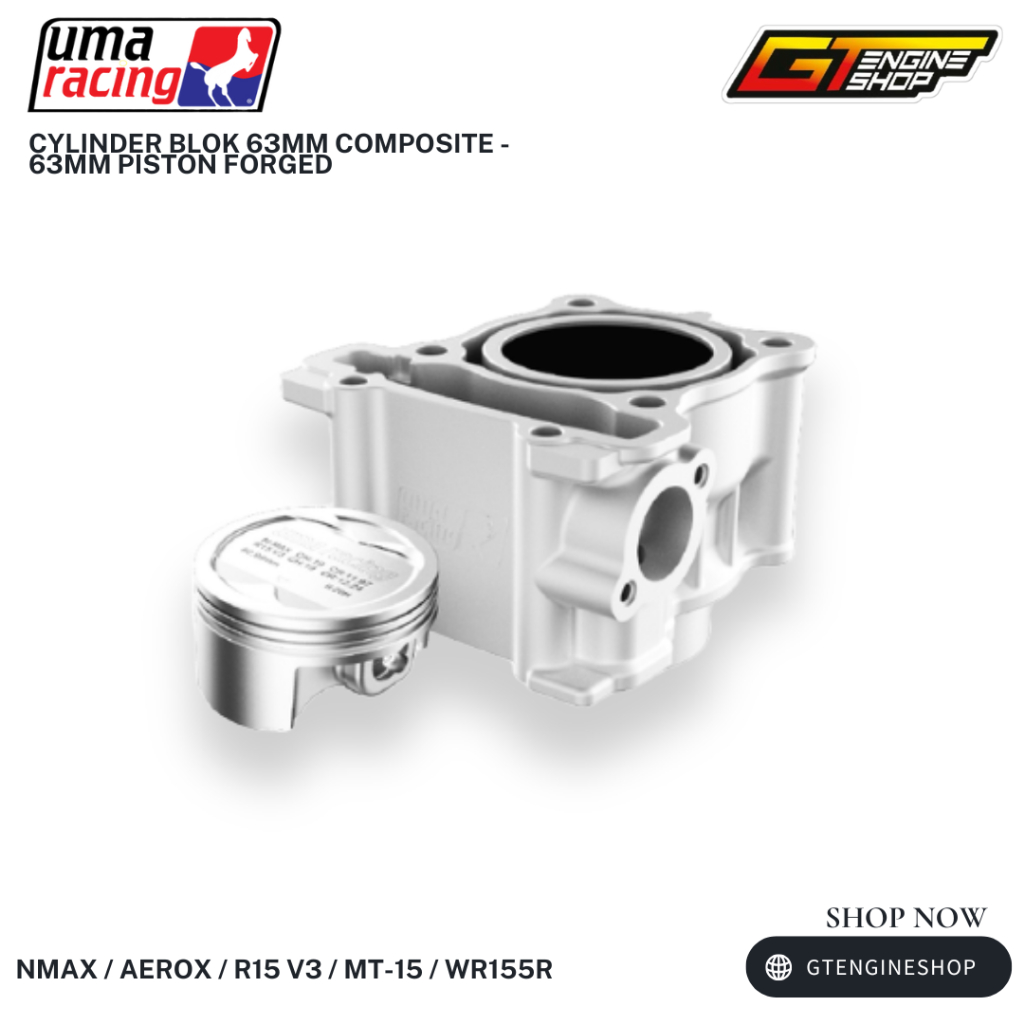 BLOK SEHER NMAX AEROX 63MM UMA RACING BLOK PISTON 63MM NMAX AEROX UMA RACING COMPOSITE BLOK PISTON F