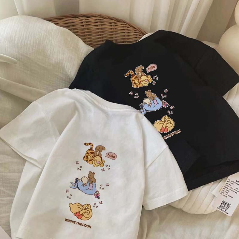 korea style Putih cocobaby t shirt cotton Kaos Atasan Anak laki-laki Perempuan | Pola cetak beruang 