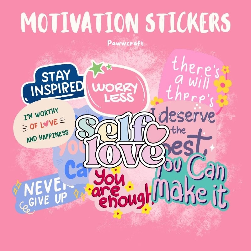 

[paww craft] STICKER MOTIVATION GLOSYS PREMIUM 10 PCS LUCU SIAP TEMPEL DECORATION DIY STATIONERY