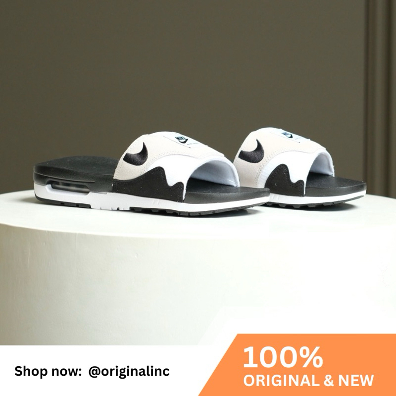 NKE Airmax 1 Slides White Black Neutral Grey NKE-SDL-02
