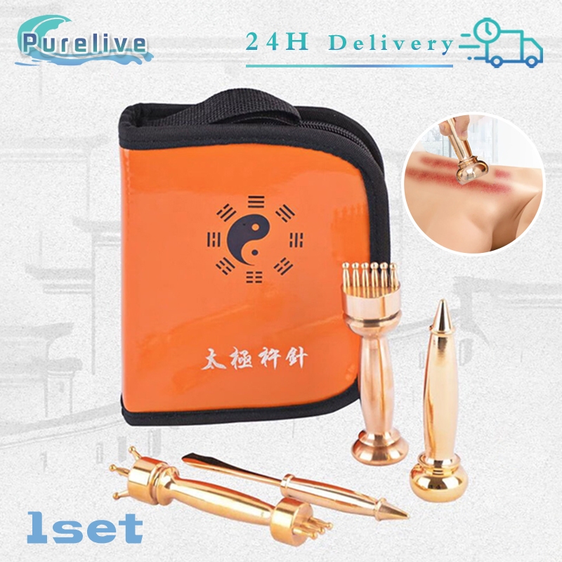 4Pcs Alat Terapi Tuina Chuzhen Tembaga Refleksi Tradisional China Tool