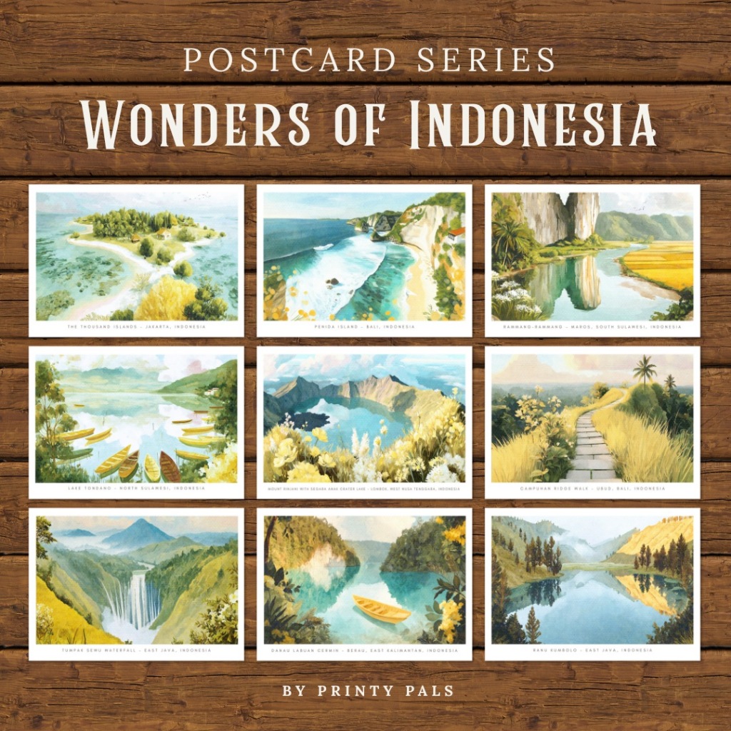 

PRINTY PALS Kartu Pos/ Postcard Wonders of Indonesia - Destinasi Wisata Alam Indonesia
