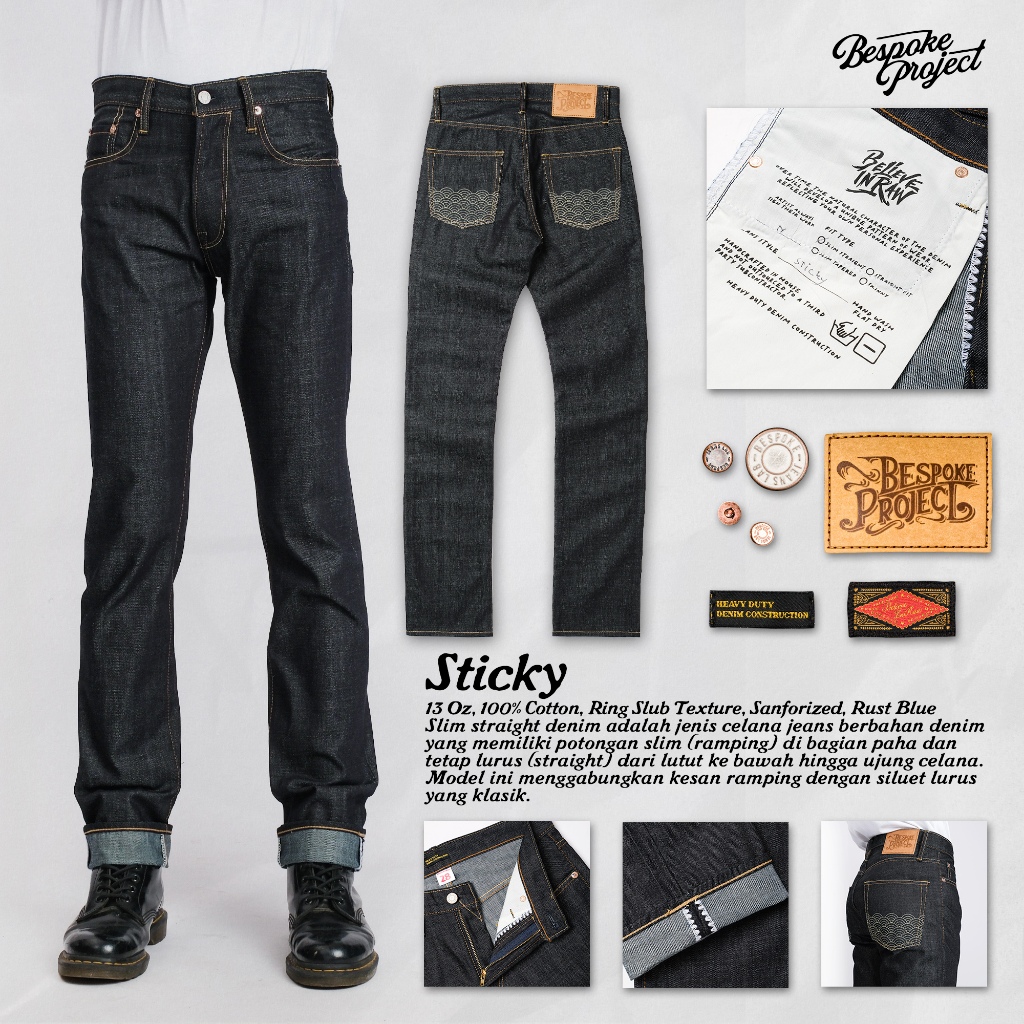 Bespoke project  - Celana jeans pria Sticky Raw denim