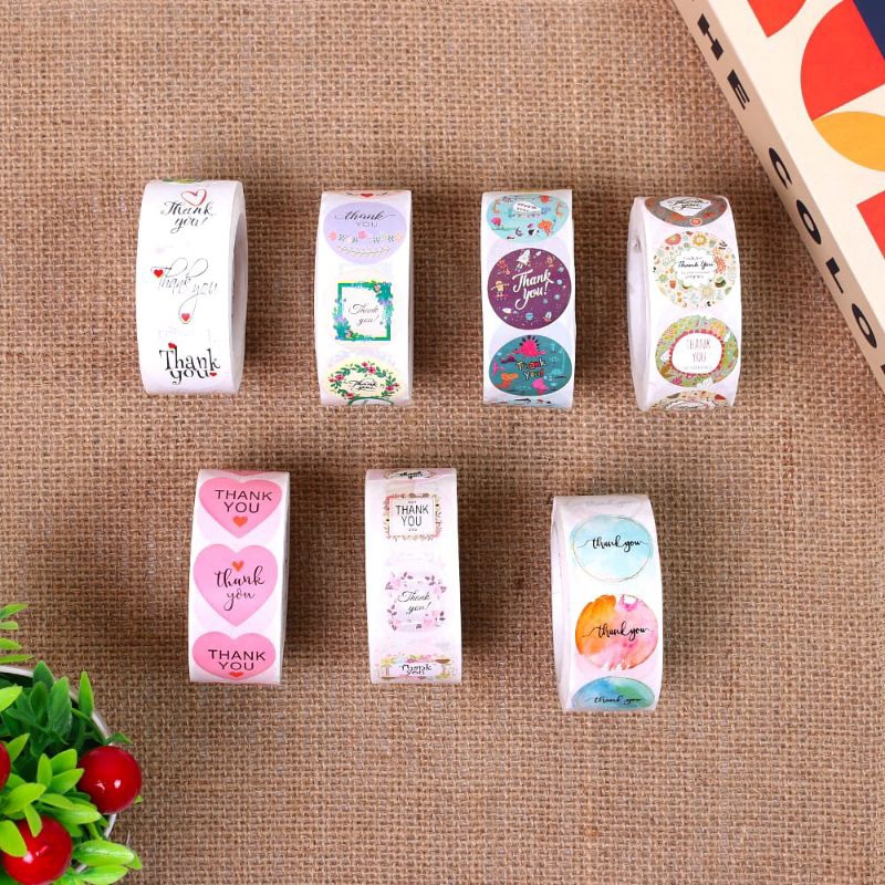 

500pcs Stiker Thank You | Stiker terimakasih | Tempelan stiker terimakasih karakter 500pcs | Stiker terimakasih 1 roll