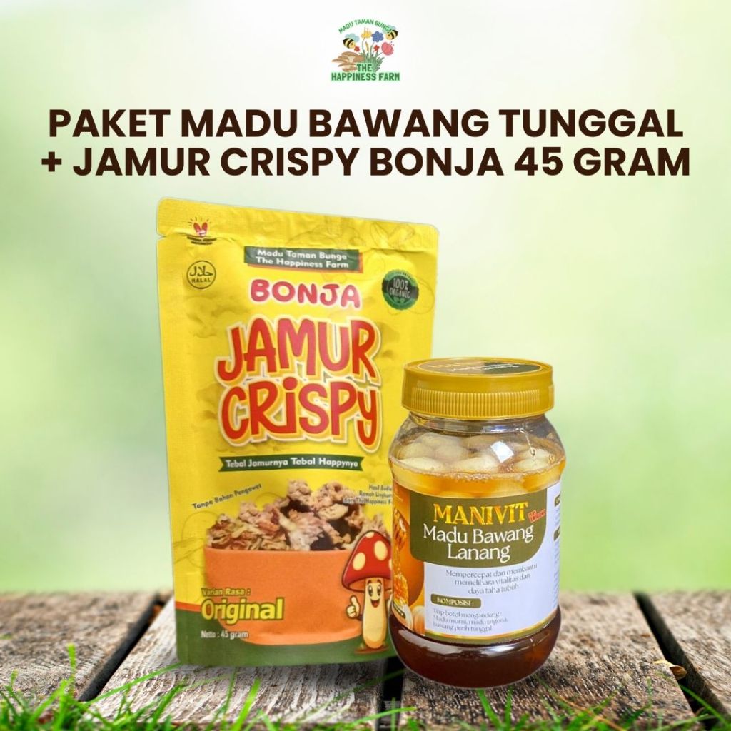 

Paket Madu Bawang Tunggal dan Jamur Crispy 45gr - Meningkatkan Daya Tahan Tubuh - Madu Taman Bunga
