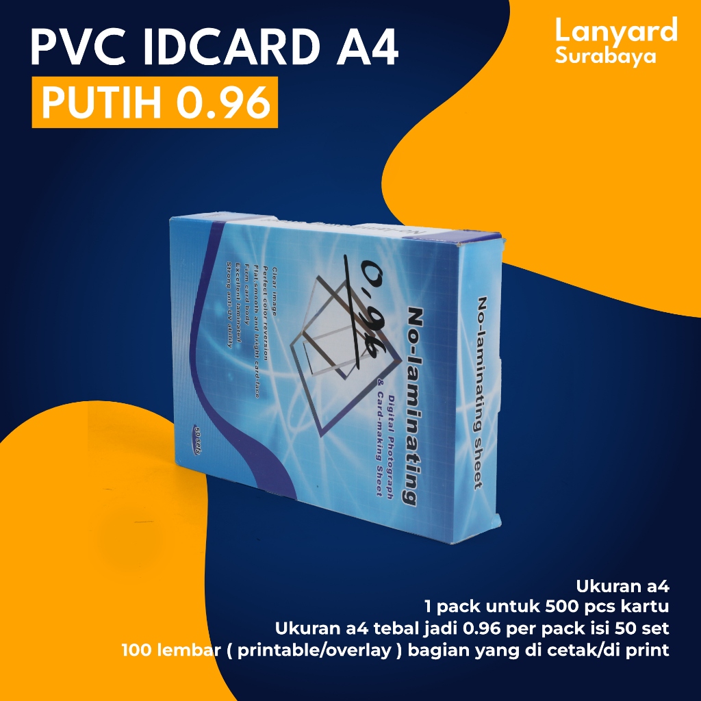 

Bahan Pvc Instant Inkjet putih Bahan Idcard Instant ukuran A4 tebal jadi 0.96mm isi 50set per pack