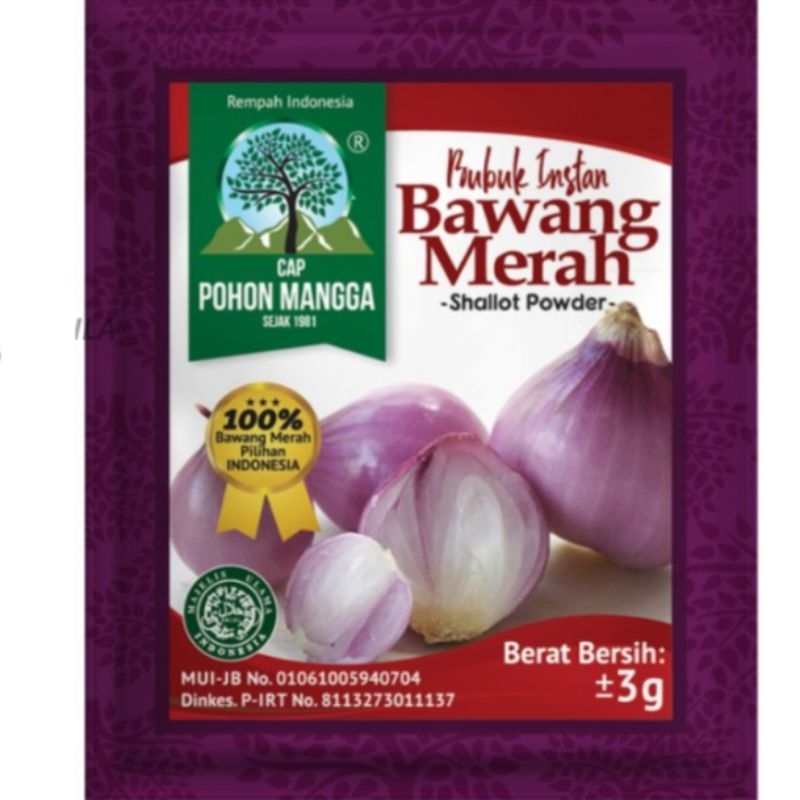 

Bawang Merah Bubuk Renceng Cap Pohon Mangga @12pcs