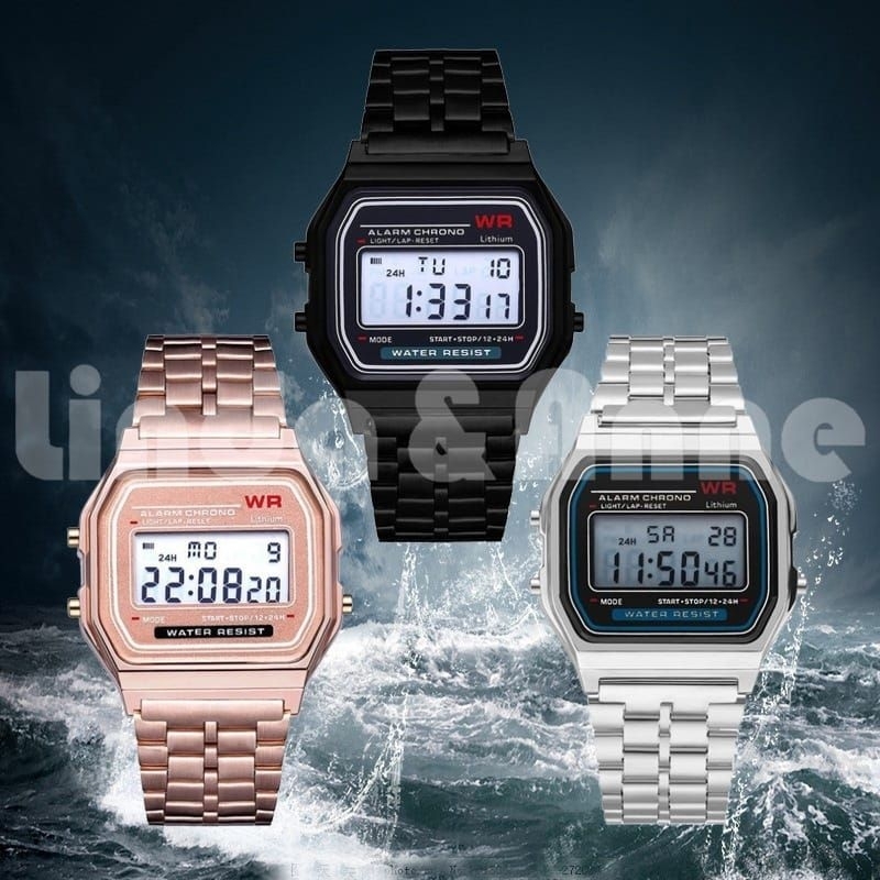 Jam Tangan Model Casio Digital Rantai Fashion Pria Wanita