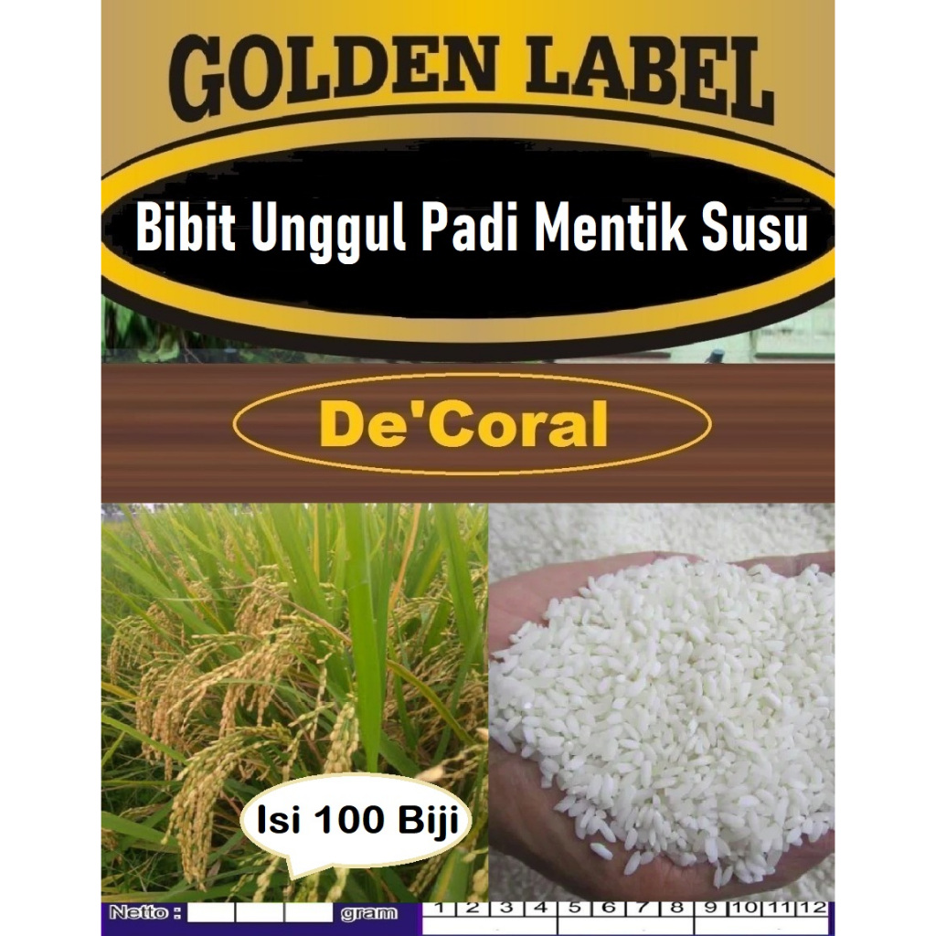 Bibit Unggul Padi Mentik Susu Beras Pulen Dan Harum | Biji Benih Beras Padi Mentik Susu