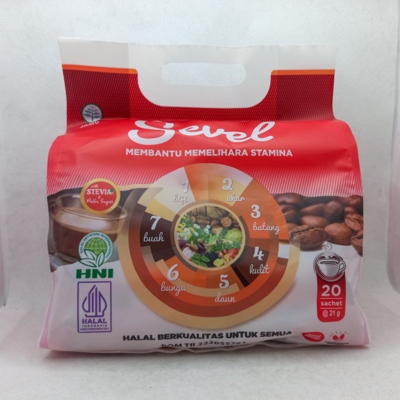 

Kopi 7 Elemen Kopi Herbal Aman Untuk Dilambung / Kopi Sevel HNI HPAI / Kopi Sevel 7 Elemen isi 20 sachet