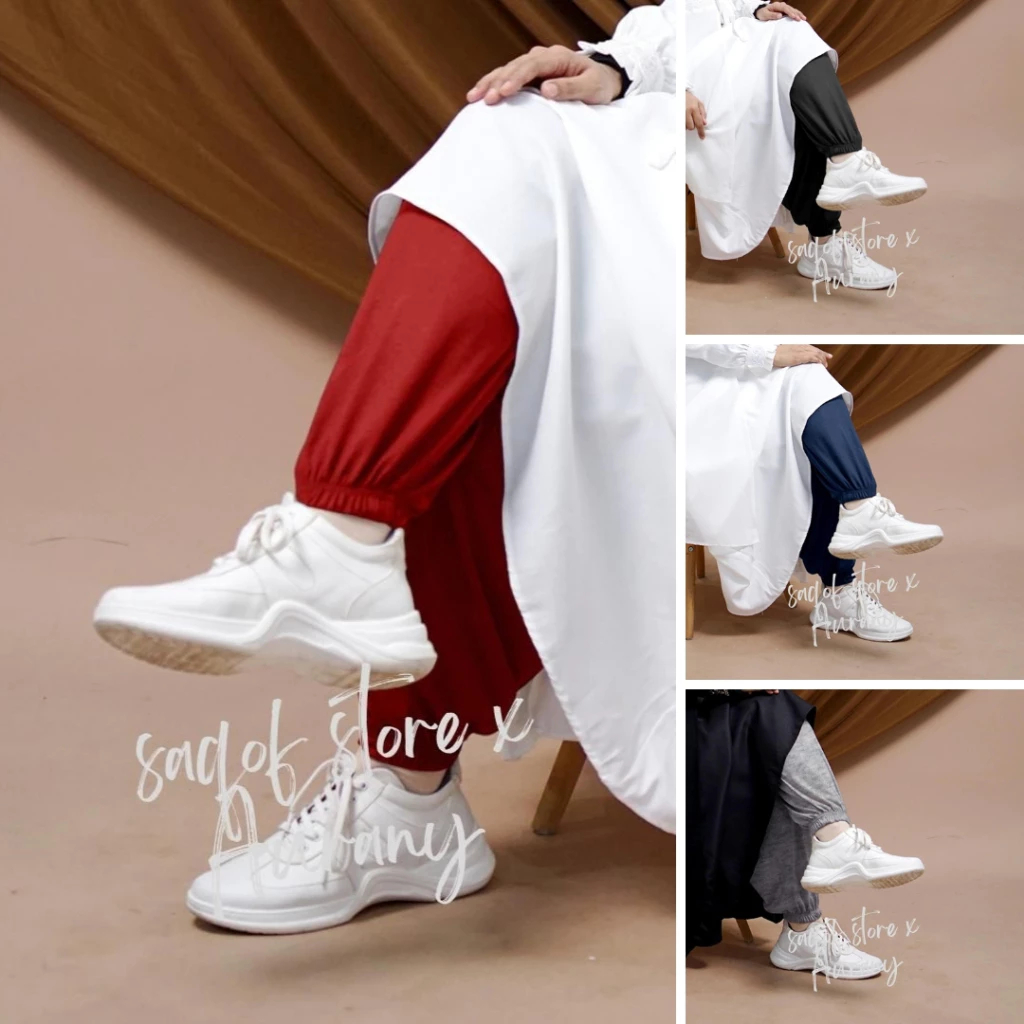 AURANY Celana Inner Wanita Muslimah Celamis Dalaman Gamis Legging Iner Panjang Jumbo Jogger Katun