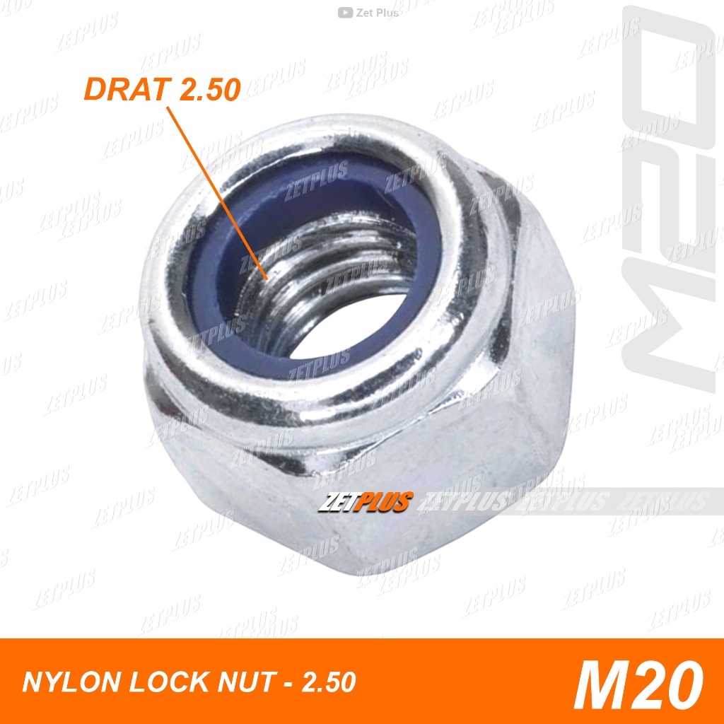 MUR NYLON M20 (Kunci 30) - lock nut galvanis