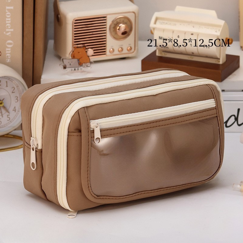 

kotak pensil 9 slot Warna Polos Tempat alat tulis Tas Pensil kapasitas besar kotak pensil aesthetic