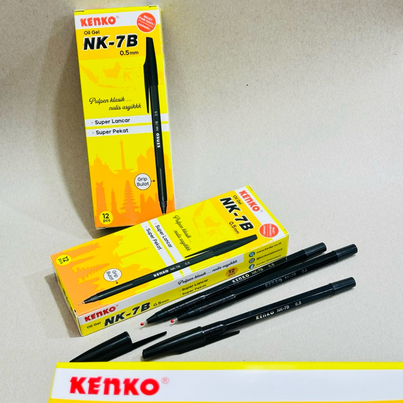 

Pulpen Kenko NK-7B 0.5mm isi 12 pcs Ballpoin Hitam Super lancar