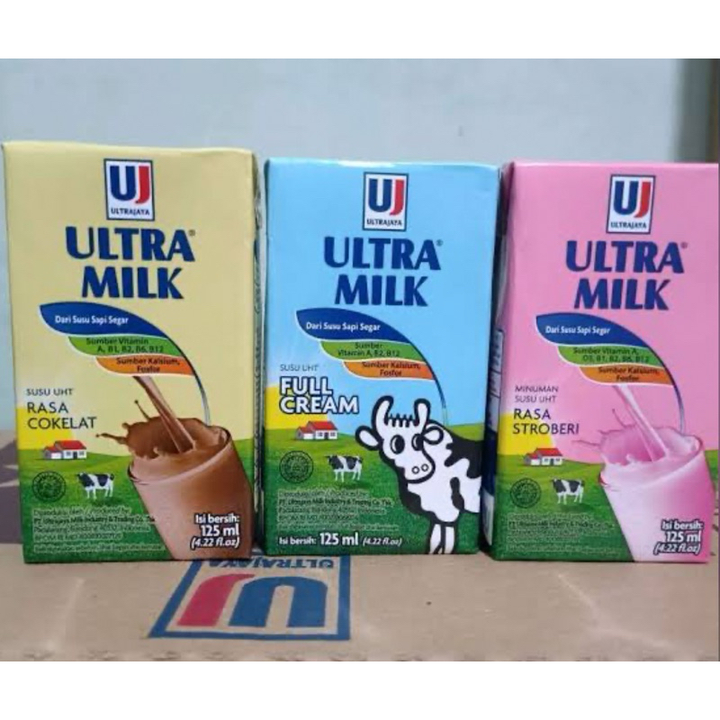 

ultra susu milk 125ml susu coklat UHT coklat fullcream stroberi