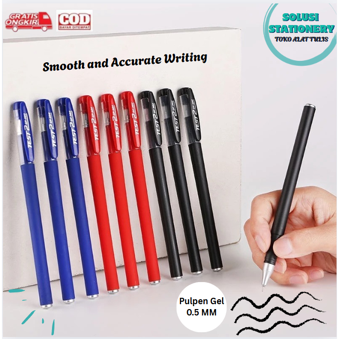 

SOLUSI STATIONERY 12-50 Pcs Pulpen Gel Jarum Penuh Tinta Hitam 3 Warna Pulpen Gel 0.5mm Alat Tulis Perlengkapan Sekolah