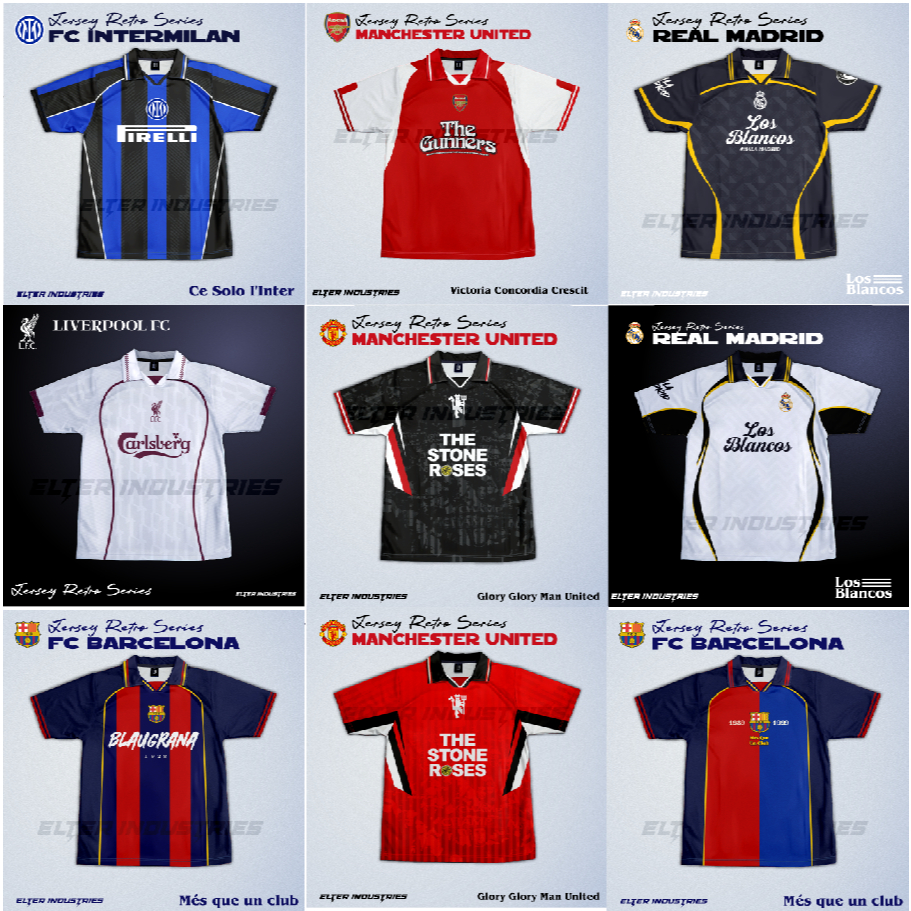 Welldone Street  Katalog Jersey RETRO Team Jersey Bola  Team terbaru printing custom nama BARCELONA 