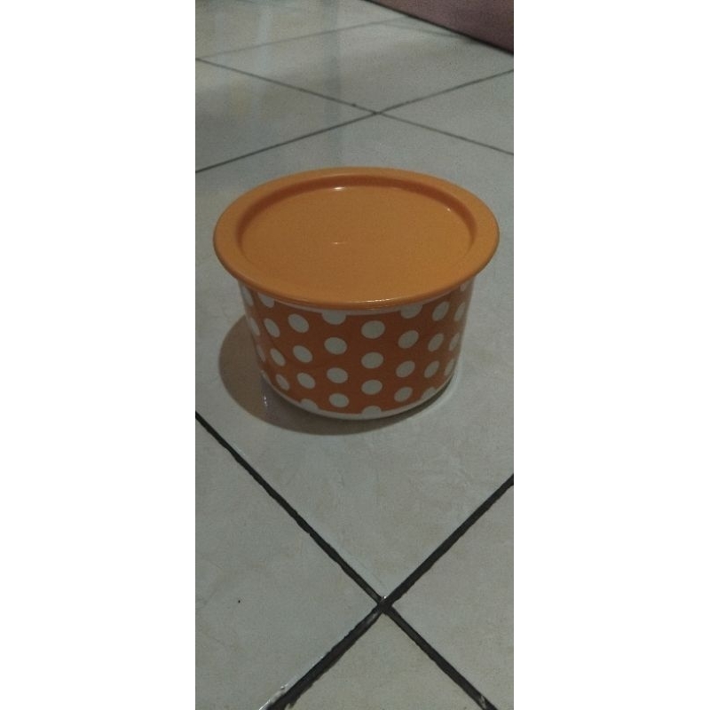 tupperware malaysia polka dot one touch canister orange