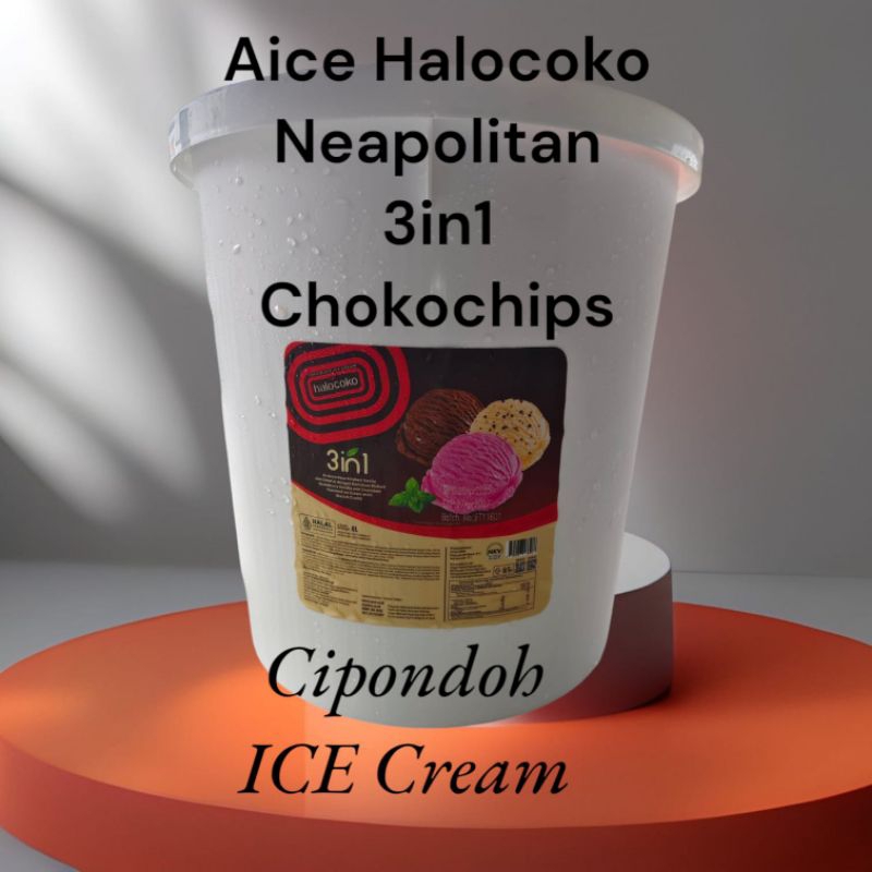 

ICE CREAM AICE HALOCOKO ( Chokochips) 3 Rasa Neapolitan 8 Liter