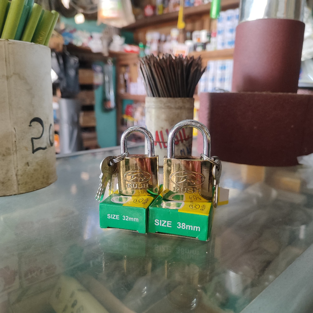Gembok Nikel Kuning Kecil RUSH 32mm 38mm Gembok Lemari Gembok Pintu Gembok Koper Gembok Kecil Kuning