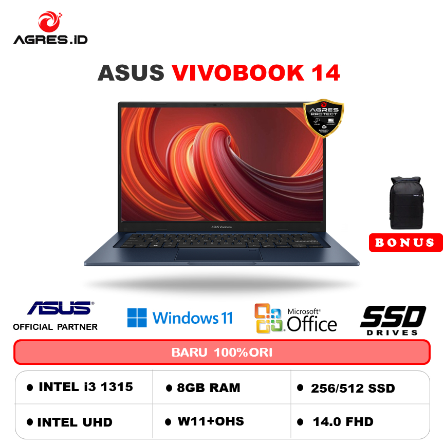 ASUS VIVOBOOK 14 A1404VA I3 1315U 8GB 512GB W11+OHS+O365 14.0FHD IPS BLU -VIPS351M