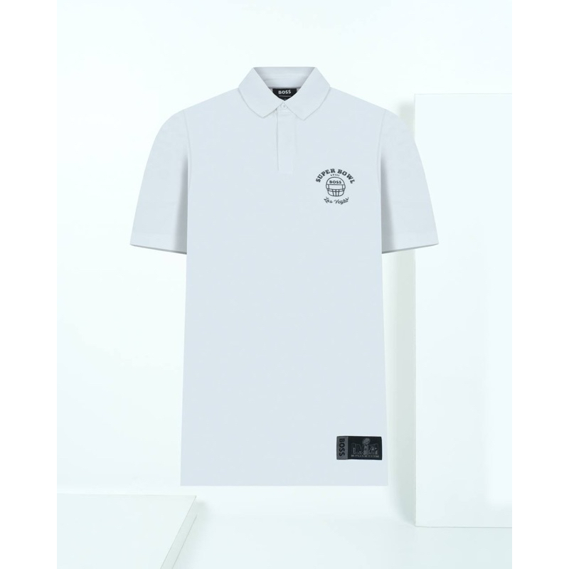 POLO PASSSER NFL 100 WHITE WITH METALIC PRINT LOGO FOR MEN