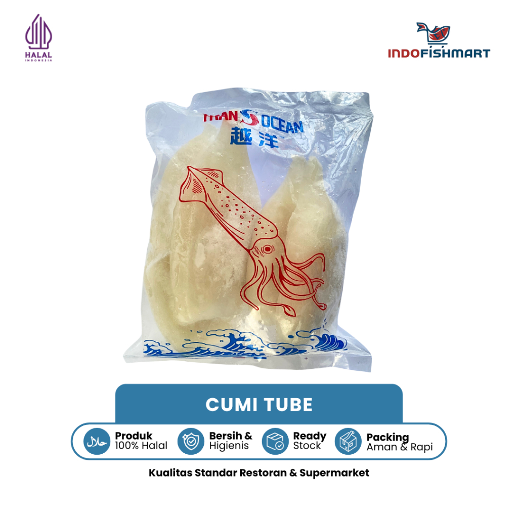 

Cumi Tube Kupas Beku Frozen kemasan 1 kg isi 4-5