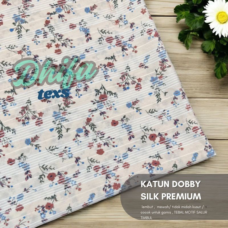kain katun dobby premium motif bunga / kain katun silky premium motif bunga / kain gamis motif
