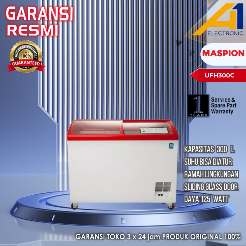 MASPION SLIDING FREEZER UFH300C / UFH 300 C Kapasitas 300 Liter 125 Watt Original